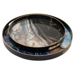 Decorative Trays-Kirkland's Home And Beige Mussel Shell Mother Of Pearl Tray Gray