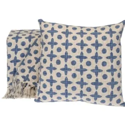 Blankets & Throws-Kirkland's Home And Beige Patterned Fringe Throw Blue