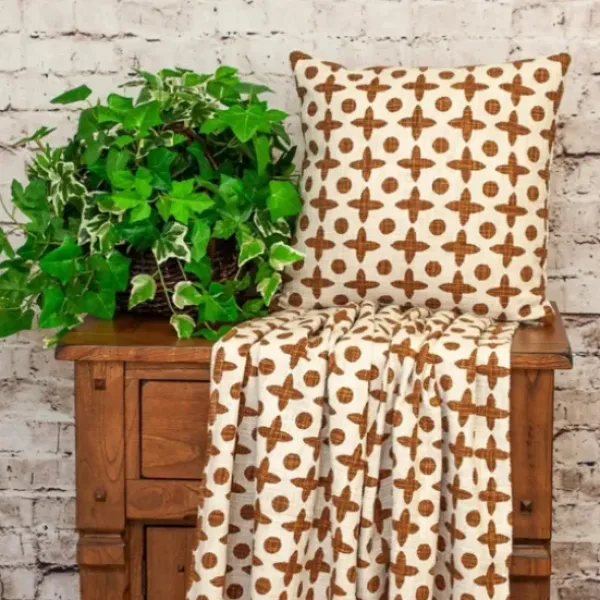 Blankets & Throws-Kirkland's Home And Beige Patterned Fringe Throw Brown