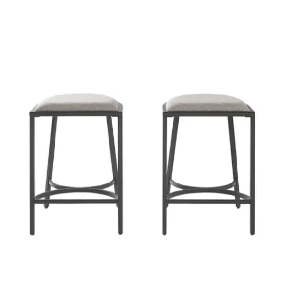 Bar Stools & Counter Height Stools-Kirkland's Home And Black Metal Counter Stools, Set Of 2 Gray