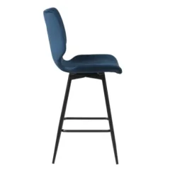 Bar Stools & Counter Height Stools-Kirkland's Home And Black Metal Swivel Counter Stool Blue