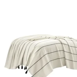 Bedspreads & Coverlets-Kirkland's Home And Black Striped King Coverlet Ivory