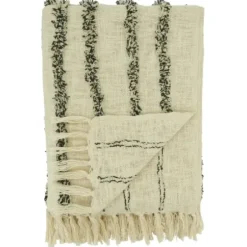Blankets & Throws-Kirkland's Home And Black Tufted Lines Throw Ivory