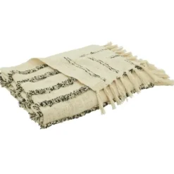 Blankets & Throws-Kirkland's Home And Black Tufted Lines Throw Ivory