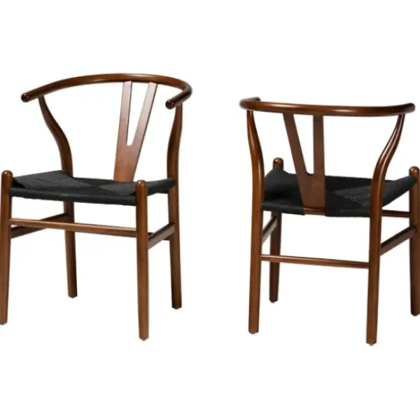 Dining Chairs-Kirkland's Home And Black Wishbone Dining Chairs, Set Of 2 Brown