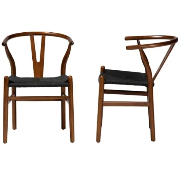 Dining Chairs-Kirkland's Home And Black Wishbone Dining Chairs, Set Of 2 Brown