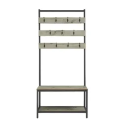 Entryway Furniture-Kirkland's Home And Black Wood Bench Hall Tree Gray