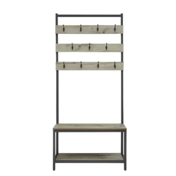 Entryway Furniture-Kirkland's Home And Black Wood Bench Hall Tree Gray