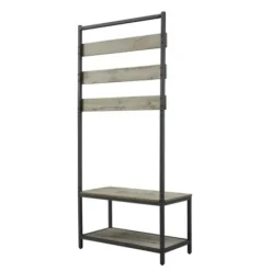 Entryway Furniture-Kirkland's Home And Black Wood Bench Hall Tree Gray