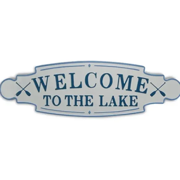 Wall Quotes & Signs-Kirkland's Home And Blue Welcome To The Lake Wall Plaque White