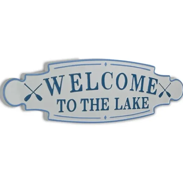 Wall Quotes & Signs-Kirkland's Home And Blue Welcome To The Lake Wall Plaque White