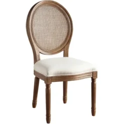 Dining Chairs-Kirkland's Home And Brown Cane Oval Back Dining Chair Ivory