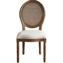 Dining Chairs-Kirkland's Home And Brown Cane Oval Back Dining Chair Ivory