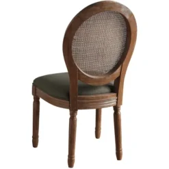 Dining Chairs-Kirkland's Home And Brown Cane Oval Back Dining Chair Gray