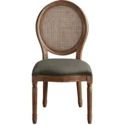 Dining Chairs-Kirkland's Home And Brown Cane Oval Back Dining Chair Gray