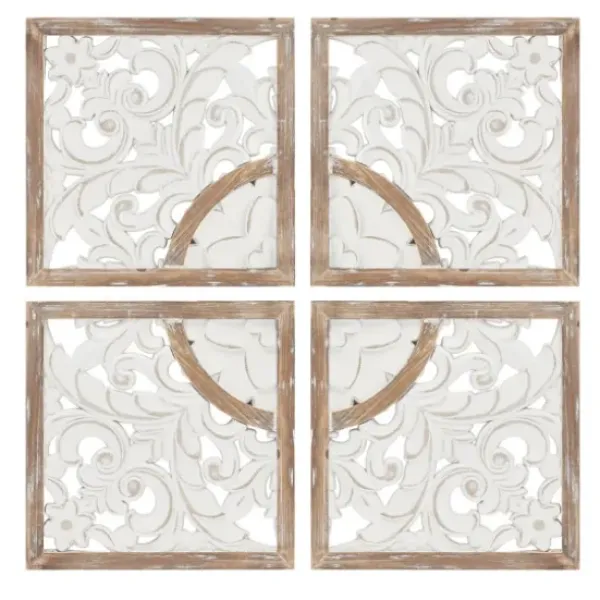 Wall Plaques-Kirkland's Home And Brown 4-Pc. Medallion Plaque White