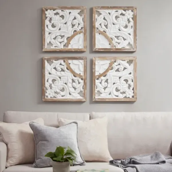 Wall Plaques-Kirkland's Home And Brown 4-Pc. Medallion Plaque White