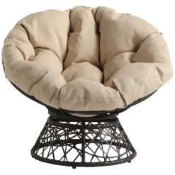 Accent Chairs-Kirkland's Home And Brown Woven Papasan Chair Ivory