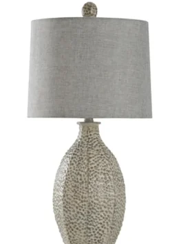 Table Lamps-Kirkland's Home And Cream Textured Table Lamp Gray