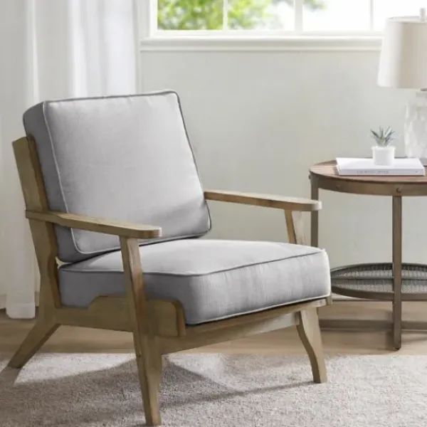 Accent Chairs-Kirkland's Home And Distressed Wooden Malibu Accent Chair Gray
