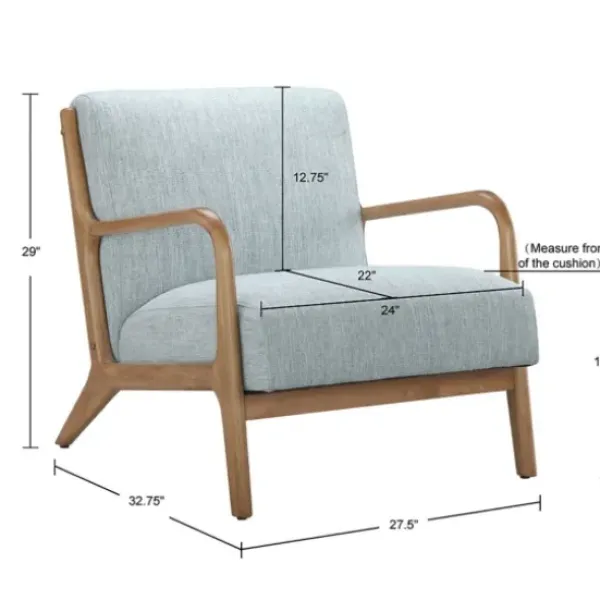 Accent Chairs-Kirkland's Home And Elm Wood Mid-Century Modern Armchair Gray