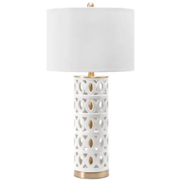 Table Lamps-Kirkland's Home And Gold Cut-Out Ovals Table Lamp White