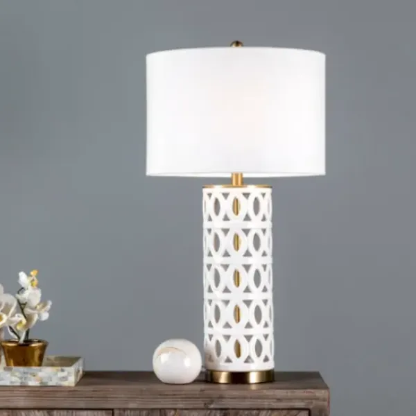 Table Lamps-Kirkland's Home And Gold Cut-Out Ovals Table Lamp White