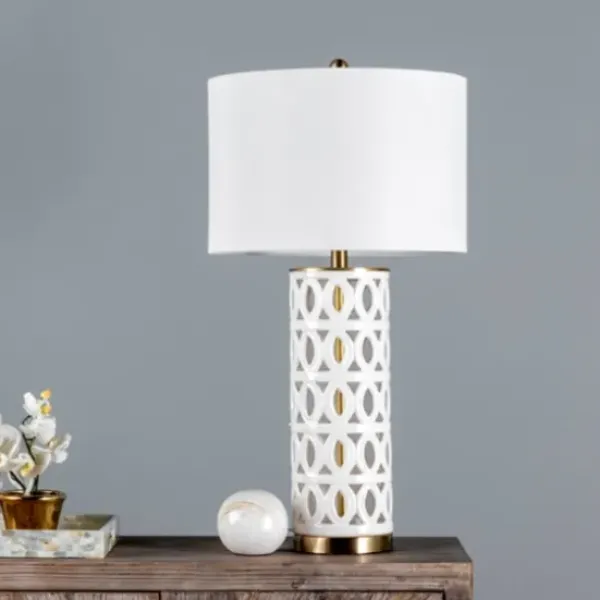 Table Lamps-Kirkland's Home And Gold Cut-Out Ovals Table Lamp White