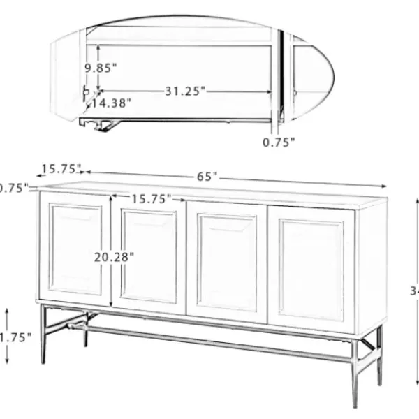 Cabinets & Sideboards-Kirkland's Home And Gold 4-Door Sideboard White