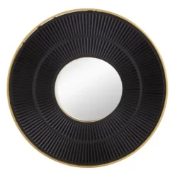 Decorative Mirrors-Kirkland's Home And Gold Double Ribbed Wall Mirror Black