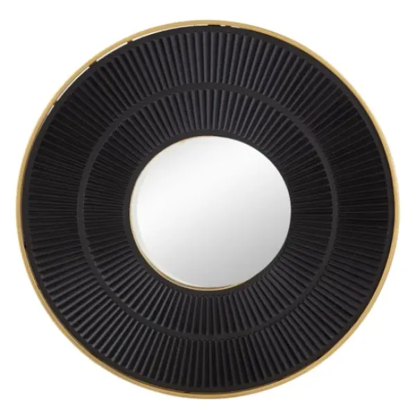 Decorative Mirrors-Kirkland's Home And Gold Double Ribbed Wall Mirror Black