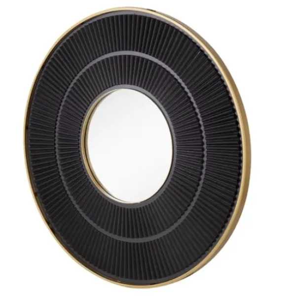 Decorative Mirrors-Kirkland's Home And Gold Double Ribbed Wall Mirror Black