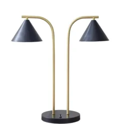 Table Lamps-Kirkland's Home And Gold Double Shade Table Lamp Black