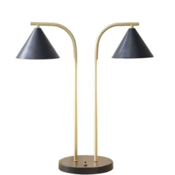 Table Lamps-Kirkland's Home And Gold Double Shade Table Lamp Black
