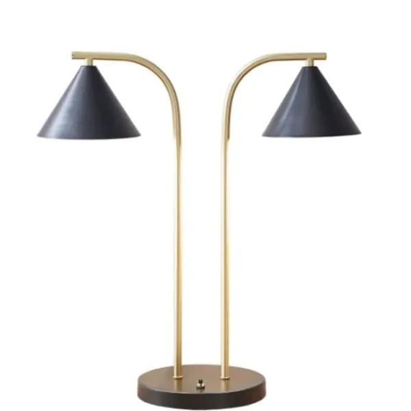 Table Lamps-Kirkland's Home And Gold Double Shade Table Lamp Black