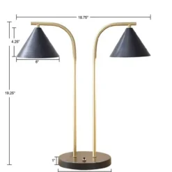 Table Lamps-Kirkland's Home And Gold Double Shade Table Lamp Black