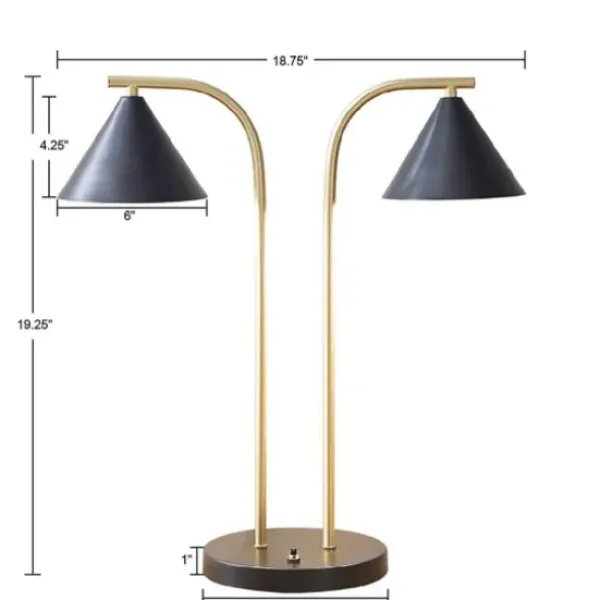 Table Lamps-Kirkland's Home And Gold Double Shade Table Lamp Black
