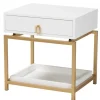 Nightstands-Kirkland's Home And Gold 1-Drawer Nightstand White