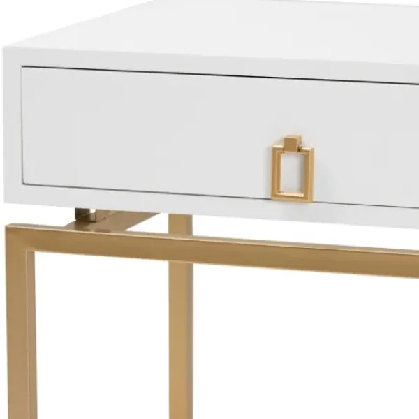 Nightstands-Kirkland's Home And Gold 1-Drawer Nightstand White