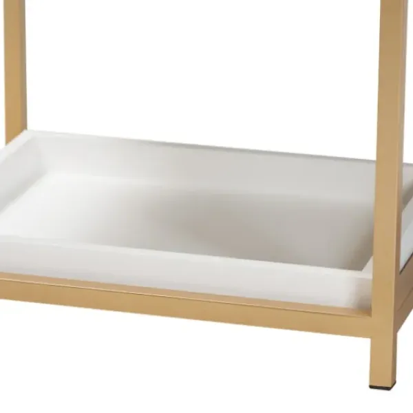 Nightstands-Kirkland's Home And Gold 1-Drawer Nightstand White