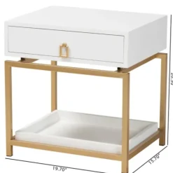 Nightstands-Kirkland's Home And Gold 1-Drawer Nightstand White