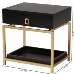 Nightstands-Kirkland's Home And Gold 1-Drawer Nightstand Black