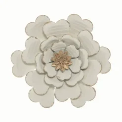 Wall Plaques-Kirkland's Home And Gold Metal Flower Large Wall Plaque White