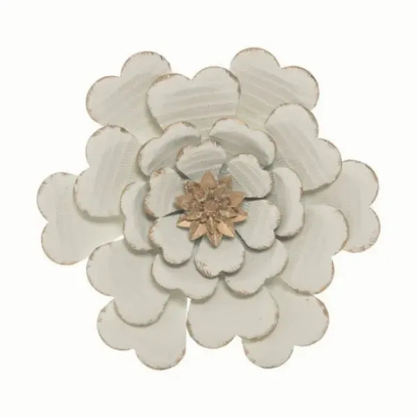 Wall Plaques-Kirkland's Home And Gold Metal Flower Large Wall Plaque White