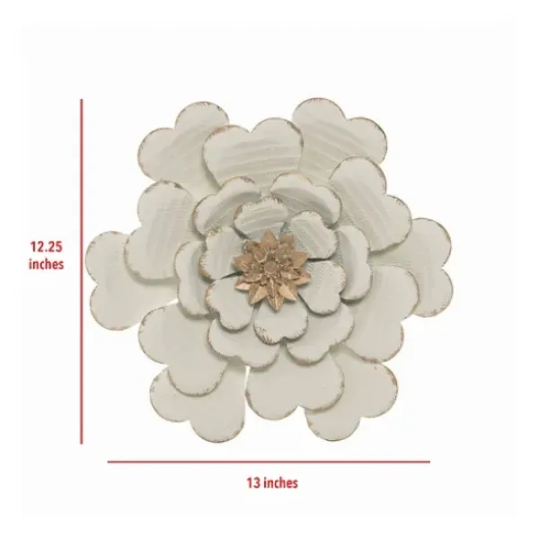Wall Plaques-Kirkland's Home And Gold Metal Flower Large Wall Plaque White