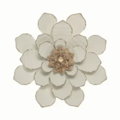 Wall Plaques-Kirkland's Home And Gold Metal Flower Small Wall Plaque White