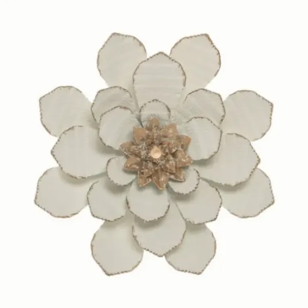 Wall Plaques-Kirkland's Home And Gold Metal Flower Small Wall Plaque White