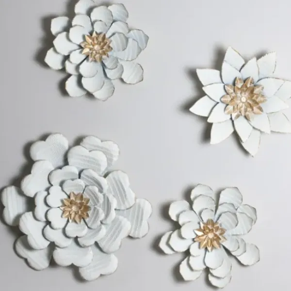 Wall Plaques-Kirkland's Home And Gold Metal Flower Small Wall Plaque White