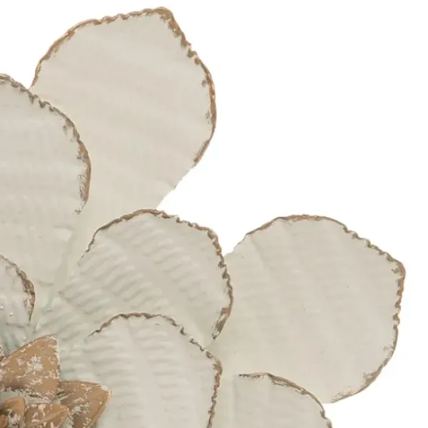 Wall Plaques-Kirkland's Home And Gold Metal Flower Small Wall Plaque White