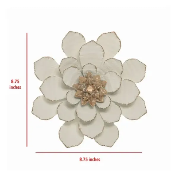 Wall Plaques-Kirkland's Home And Gold Metal Flower Small Wall Plaque White
